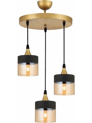Esslight Nice 3’lü Sarkıt Eskitme Bal Camlı Modern Salon Mutfak Yatak Odası Avize