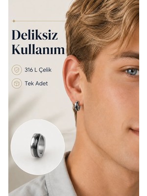 Sacce Scarves & Accessories Delik Gerektirmeyen Erkek Sıkıştırmalı Çelik Halka Küpe