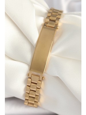 Techugo 316L Çelik Gold Renk Zincir Künye Model Erkek Bileklik -1492