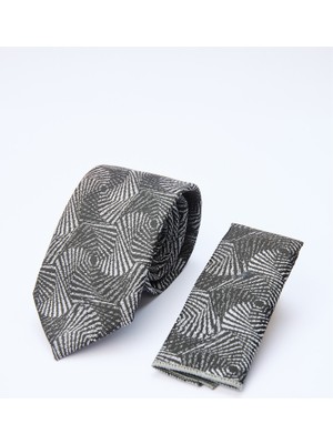 İmza Siyah-Gri Desenli 7 cm Kravat 1090260123