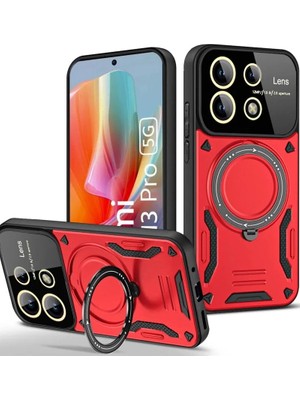 SHC4200 Note 13 5g Kılıf Joy Lens Standlı Kapak - Kırmızı