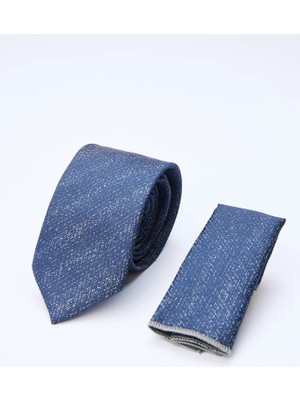 İmza Lacivert-Mavi Desenli 7 cm Kravat 1090260128