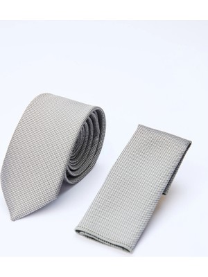 İmza Gri Kuş Gözü Desen  7 cm  Kravat 1090260100