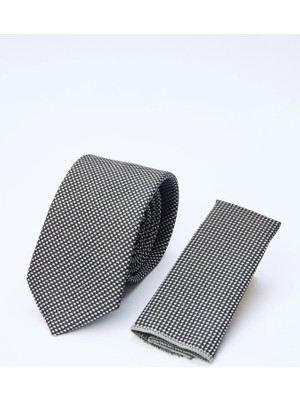 İmza Siyah-Gri Desenli 7 cm Kravat 1090260130