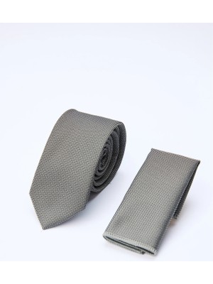 İmza Gri Kuş Gözü Desen  7 cm  Kravat 1090260100