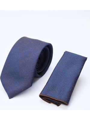İmza Lacivert-Kahverengi Desenli 7 cm Kravat 1090260128
