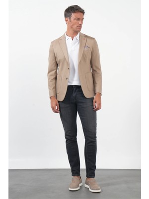 İmza Camel 6 Drop Slim Fit Pamuklu Ceket 1002260126