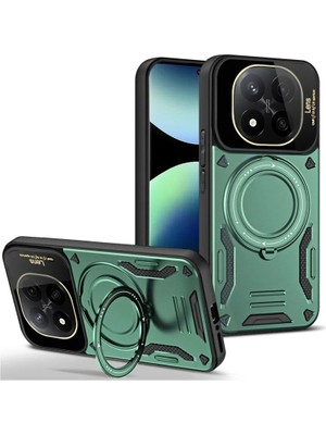 SHC4200 Note 14 Kılıf Joy Lens Standlı Kapak - Koyu Yeşil