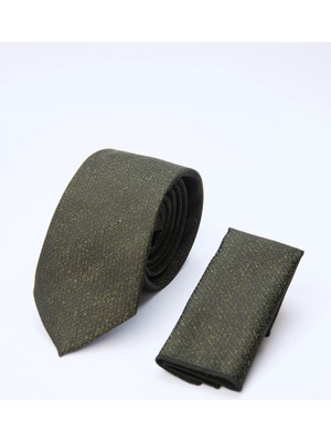 İmza Siyah-Yeşil Desenli 7 cm Kravat 1090260128