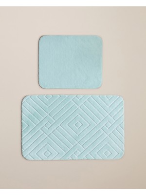 English Home Twillow Kaydırmaz Taban Banyo Paspası Seti 60X80 cm + 40X60 cm Su Yeşili