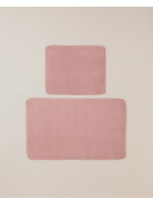 English Home Basicline Kaydırmaz Taban Banyo Paspası Seti 60X80 cm + 40X60 cm Gül Kurusu