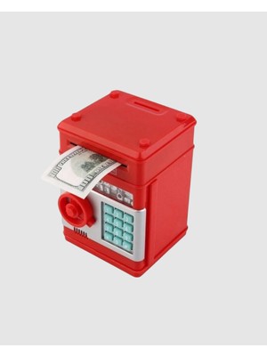 Techugo Atm Görünümlü Kırmızı Elektronik Şifreli Kumbara
