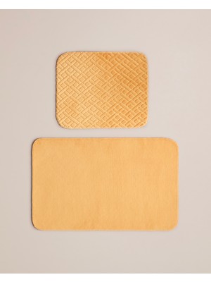 English Home Gridline Kaydırmaz Taban Banyo Paspası Seti 60X80 cm + 40X60 cm Hardal