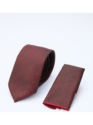 İmza Siyah-Bordo Desenli 7 cm Kravat 1090260128