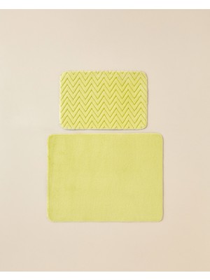 English Home Zigzag Line Kaydırmaz Taban Banyo Paspası Seti 60X100 cm + 50X60 cm Limon Yeşili