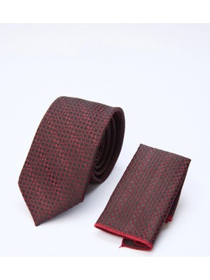 İmza Bordo-Siyah Desenli 7 cm Kravat 1090260124