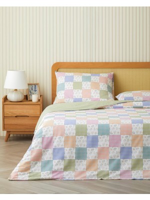 English Home Dreamy Patch Kolay Ütülenir Tek Kişilik Nevresim Seti 160X220 cm Pembe - Yeşil