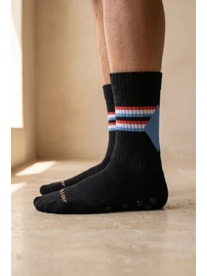 Katia & Bony Unisex Şeritli Padel Siyah Soket Çorap