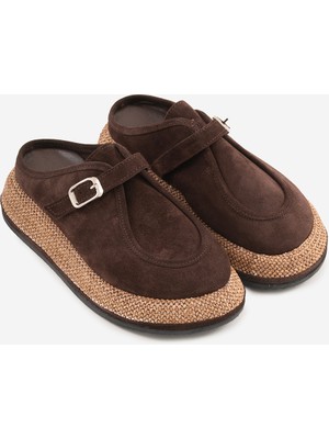Shoemark Plandi Kahve  Hakiki Deri Kadın Terlik