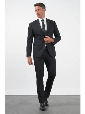 İmza Siyah Mono Yaka 8 Drop Slim Fit Tam Astar Esnek Takım Elbise 1001250006