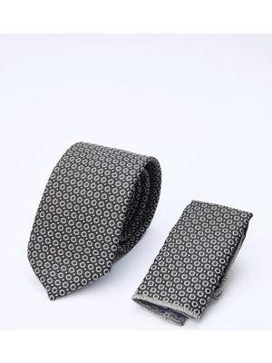 İmza Siyah-Gri Desenli 7 cm Kravat 1090260132