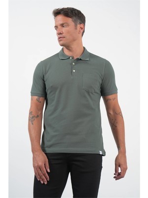 İmza Haki Polo Yaka Kısa Kol Cepli Comfort Fit Pamuklu Tişört 1011260155