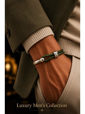 JACK FERRERO Luxury Men's Collection Çelik & Deri Bileklik