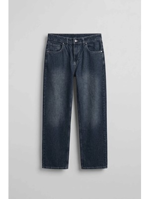 Abluka Online Erkek Baggy Yıkamalı Jean Pantolon Lacivert