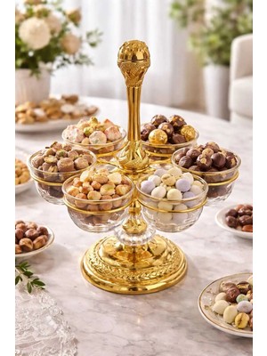 Raşha Collection 6 Gözlü Gold Desenli Şık Sunumluk