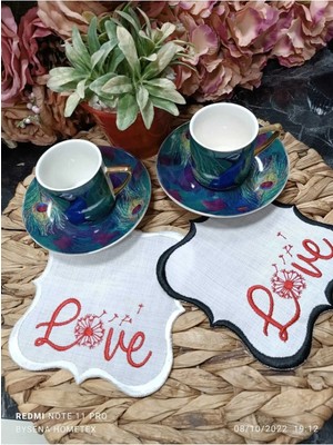 Lasetu Love Kokteyl ve Kahve Yanı Sunum Peçetesi 2 Adet Siyah ve Beyaz Renkli