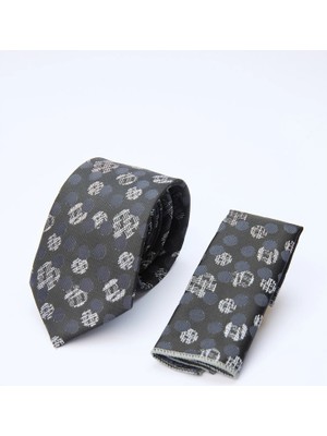 İmza Siyah-Gri Desenli 7 cm Kravat 1090260133