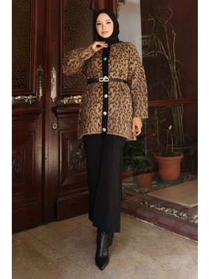 Missvalle Leopar Desenli Triko Takım Taba 6147