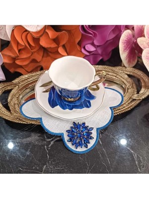 Lasetu Fleur De Pierre (Taş Çiçek) Saks Mavisi Kahve Yanı Kokteyl Peçetesi Leke Tutmayan Kumaş Özelliği