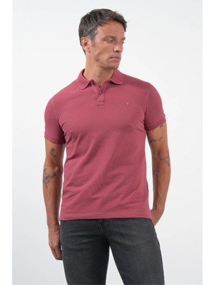 İmza Pembe Polo Yaka Kısa Kol Cepsiz Slim Fit Pamuklu Tişört 1011260154