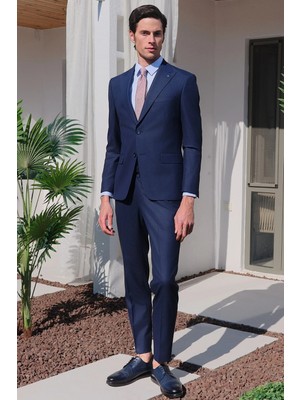 İmza Lacivert Kırlangıç Yaka 6 Drop Slim Fit Tam Astar Esnek Takım Elbise 1001260169