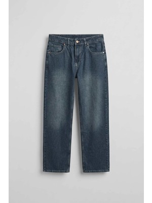 Abluka Online Erkek Baggy Yıkamalı Jean Pantolon Lacivert