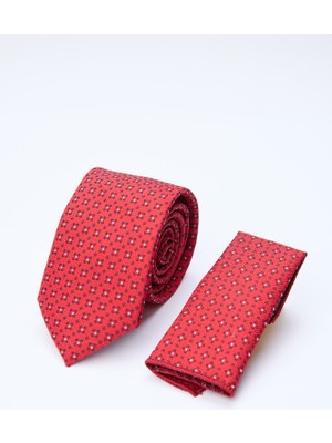 İmza Kırmızı-Lacivert Desenli 7 cm Kravat 1090260126