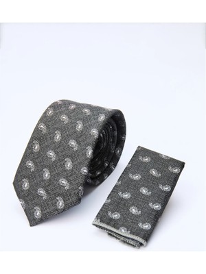 İmza Siyah-Gri Desenli 7 cm Kravat 1090260129