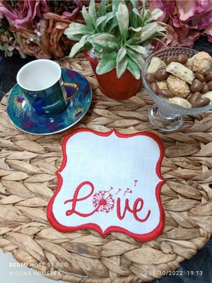 Lasetu Love Kokteyl ve Kahve Yanı Sunum Peçetesi 1 Adet Kırmızı Renkli