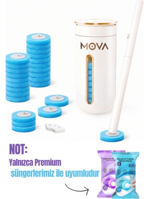 Mr. Güzellik Premium Kullan At Süngerli Tuvalet Fırçası Seti - Duvara Monte, Kendinden Deterjanlı 8 Yedek Başlıklı Hijyenik Banyo ve WC Temizlik Sistemi