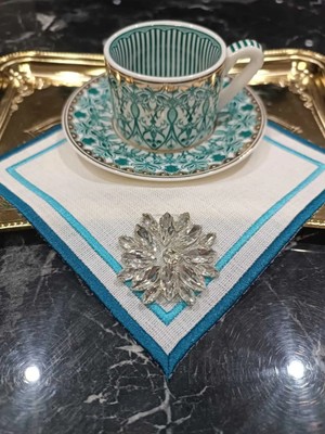 Lasetu Taş Detaylı Renkli Kahve Yanı, Kokteyl, Sunum Peçetesi 1 Adet