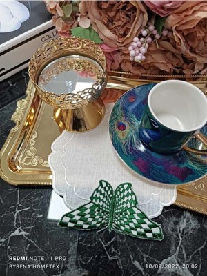 Lasetu 3 Boyutlu Kelebek Kokteyl ve Kahve Yanı Sunum Peçetesi 1 Adet Yeşil Renkli