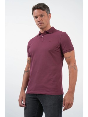 İmza Bordo Polo Yaka Kısa Kol Cepsiz Slim Fit Pamuklu Tişört 1011260154