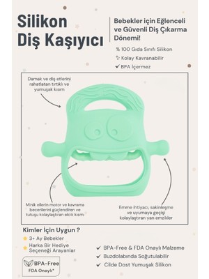 Açık Yeşil Bebek Silikon Diş Kaşıyıcı