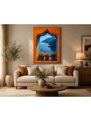 Othello Art Deniz Manzaralı Akdeniz Penceresi Kanvas Tablo – Modern Salon Duvar Dekoru