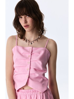 Twist Pileli Crop Bluz TS1260006291033