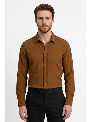 Uki Tütün Regular Fit,casual Gömlek
