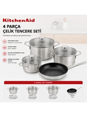 KitchenAid 7 Parça Çelik Tencere Seti