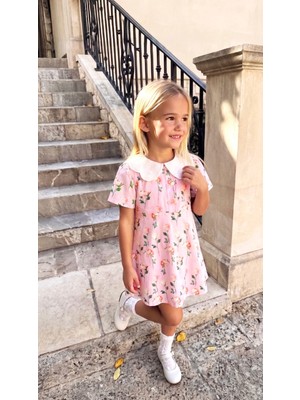 Poala Kids Çiçekli Dokuma Elbise Kız Çocuk