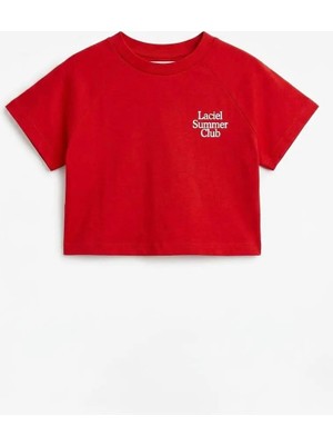 Poala Kids Kırmızı Crop Kız Çocuk T-Shirt
